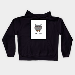 Catstein Cat Design White Kids Hoodie